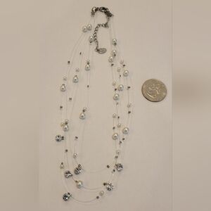 Elegant Silver and White Pearl Necklace